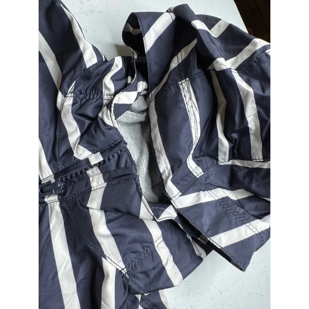 Gap Kids Navy Blue White Striped Windbreaker Hooded Jacket Jersey Lined 3 Years